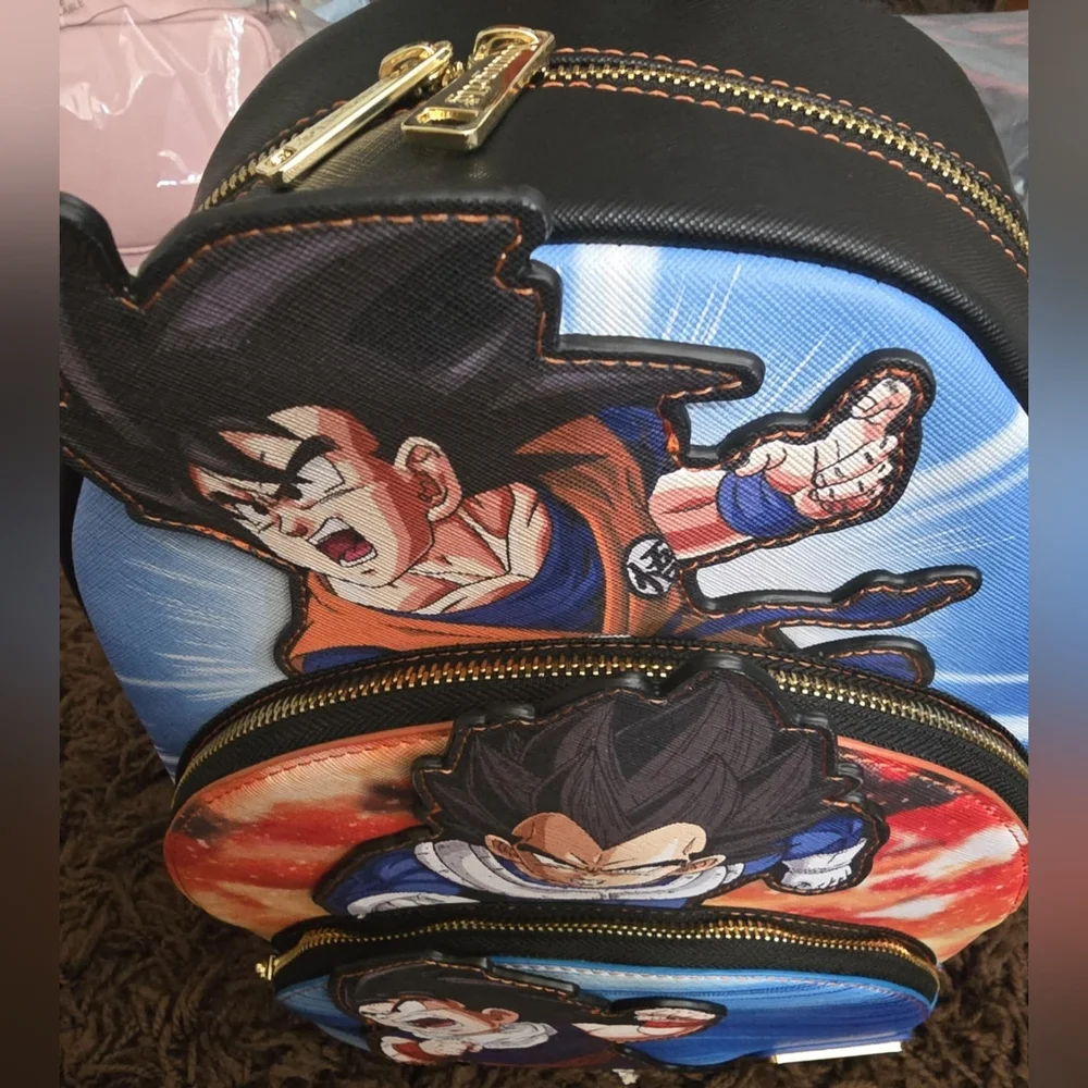 Loungefly Dragon Ball Z Triple Pocket Backpack BRAND NEW NWT Goku Vegeta Gohan. - Picture 5 of 10